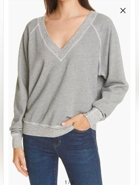 THE GREAT. Women’s Gray V-Neck Sweatshirt